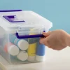 5 Qt. Plastic Craft Storage Container Bins with Lids, 6 Pack, Small Art & Office Supply Organizer Tote, Sensory Bins & Boxes for Home & University, Stackable, Carry Handle, Clear