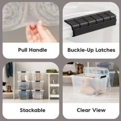 32qt Plastic Storage Bins with Lids and Secure Latching Buckles - 6 Pack