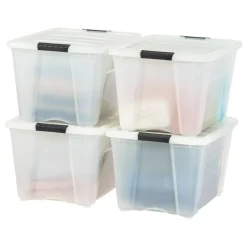 53qt Plastic Storage Bins with Lids and Secure Latching Buckles