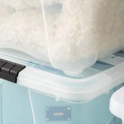 53qt Plastic Storage Bins with Lids and Secure Latching Buckles