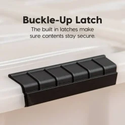 53qt Plastic Storage Bins with Lids and Secure Latching Buckles