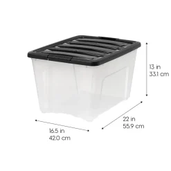 53qt Plastic Storage Bins with Lids and Secure Latching Buckles