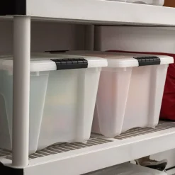 32qt Plastic Storage Bins with Lids and Secure Latching Buckles - 4 Pack