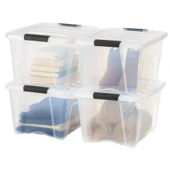 32qt Plastic Storage Bins with Lids and Secure Latching Buckles - 4 Pack