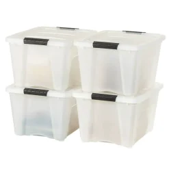 32qt Plastic Storage Bins with Lids and Secure Latching Buckles - 4 Pack