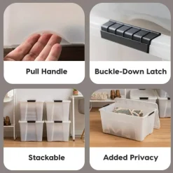 32qt Plastic Storage Bins with Lids and Secure Latching Buckles - 4 Pack