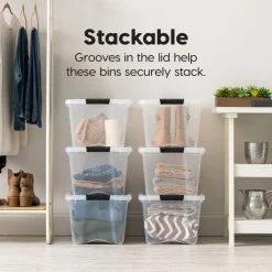 32qt Plastic Storage Bins with Lids and Secure Latching Buckles - 4 Pack