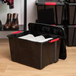 40qt Plastic Storage Bins with Lids and Secure Latching Buckles - 4 Pack