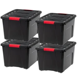 40qt Plastic Storage Bins with Lids and Secure Latching Buckles - 4 Pack