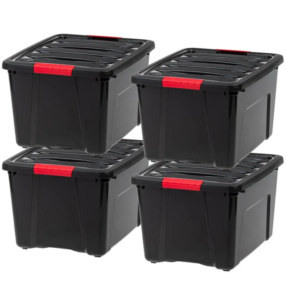 40qt Plastic Storage Bins with Lids and Secure Latching Buckles - 4 Pack