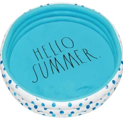 Rae Dunn 4ft. Hello Summer Aqua Polka Dots Mini Pool