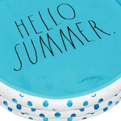 Rae Dunn 4ft. Hello Summer Aqua Polka Dots Mini Pool