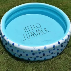 Rae Dunn 4ft. Hello Summer Aqua Polka Dots Mini Pool