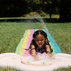 Rae Dunn 16ft. Splish Splash Rainbow Slide & Ride with Sprinkler