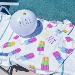 Rae Dunn Yummy Popsicle Kids Hooded Towel & Beach Ball Set