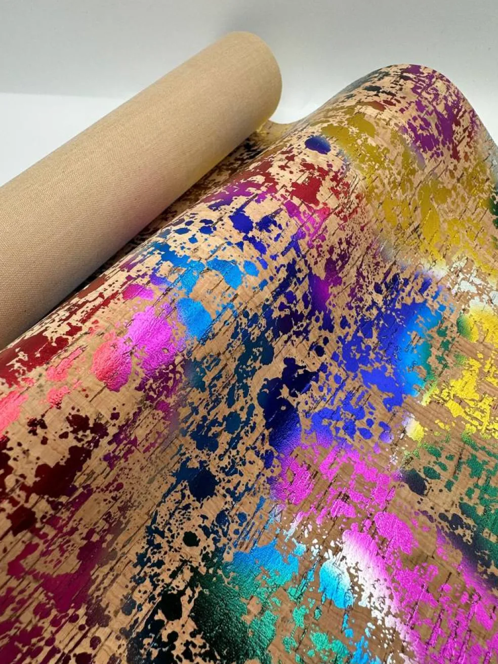 Rainbow Foil splatter Natural Cork