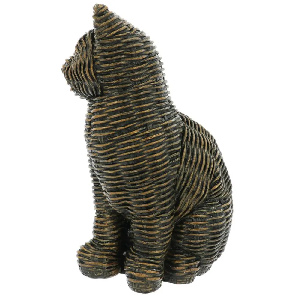 10.75" Rattan-Style Black Cat Tabletop Décor by Ashland®