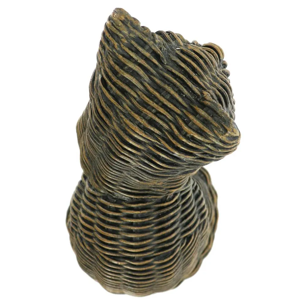 10.75" Rattan-Style Black Cat Tabletop Décor by Ashland®