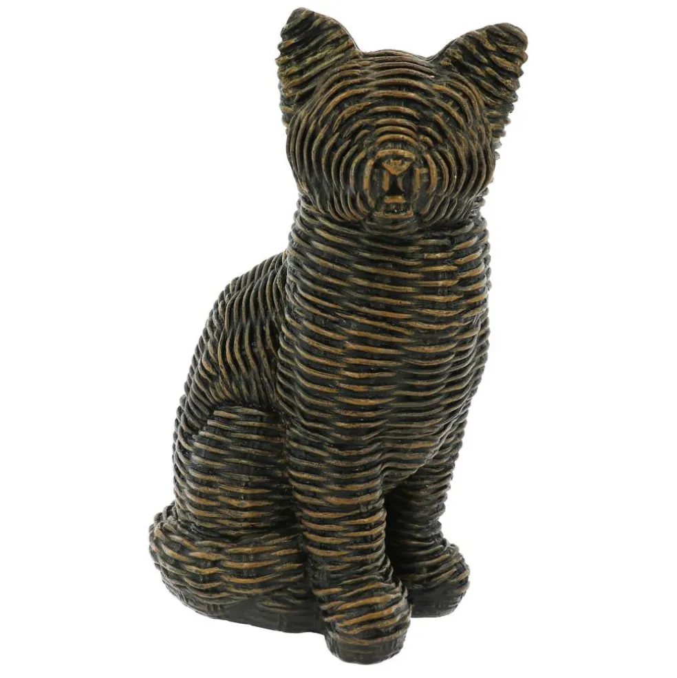 10.75" Rattan-Style Black Cat Tabletop Décor by Ashland®