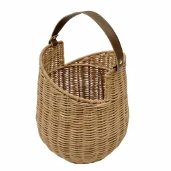 Rattan Woven Basket with Faux Leather Handle by Ashland®