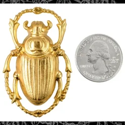 Raw Brass Very Large Scarab Beetle Pendant - One - B-P117