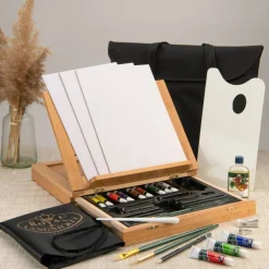 REA4903 | Essentialsâ„¢ 28pc Oil Painting Travel Easel Art Set