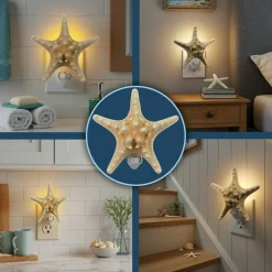 Real Starfish Night Light Knobby Starfish Nautical Night Light Beach Night Light Plug in Bathroom Night Light Seashell Light Nautical Night Light Plug in