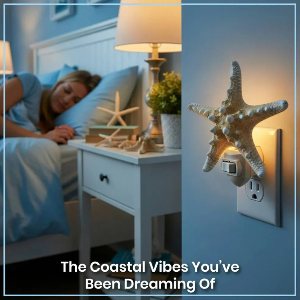 Real Starfish Night Light Knobby Starfish Nautical Night Light Beach Night Light Plug in Bathroom Night Light Seashell Light Nautical Night Light Plug in