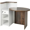 Reception Office Desk with Open Shelf and Lockable Drawer
