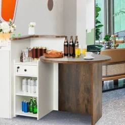 Reception Office Desk with Open Shelf and Lockable Drawer