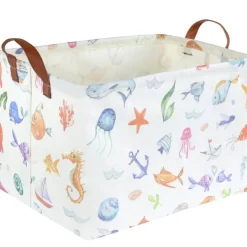 Rectangle Fish Basket,Ocean Animals Waterproof Kids foldable Laundry Basket,Nursery Hamper,Boys and Girls Hamper,kids Room decor, kids toy organizer,Gift basket(Ocean Animals)