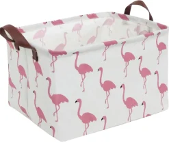 Rectangular Storage Bin,Waterproof Gift Baskets,Room Decor (Flamingo)