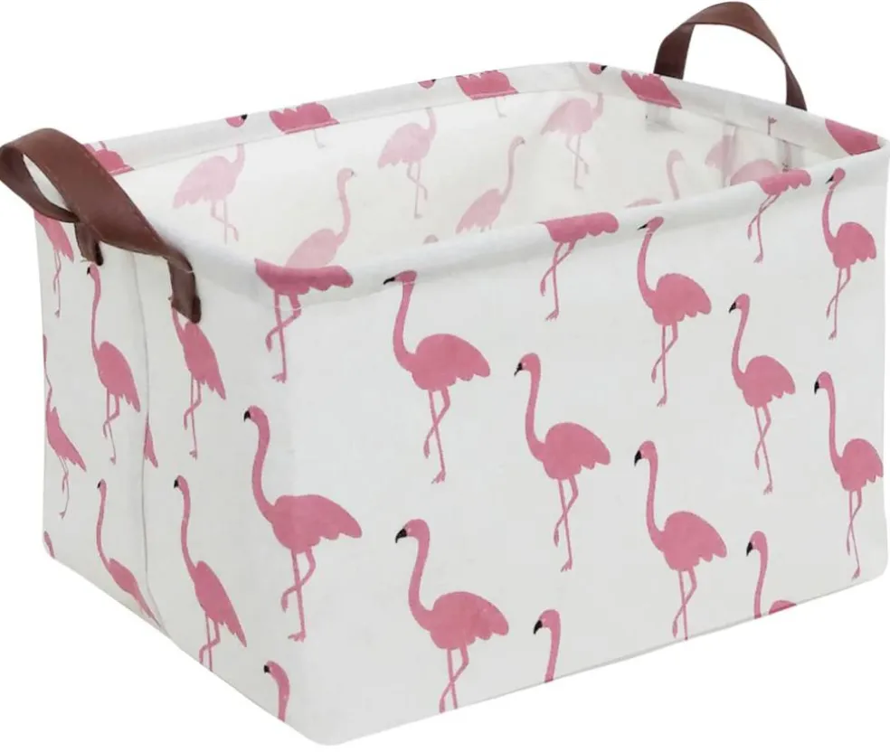 Rectangular Storage Bin,Waterproof Gift Baskets,Room Decor (Flamingo)