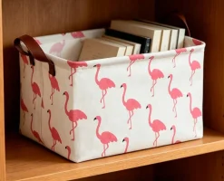 Rectangular Storage Bin,Waterproof Gift Baskets,Room Decor (Flamingo)