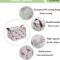 Rectangular Storage Bin,Waterproof Gift Baskets,Room Decor (Flamingo)