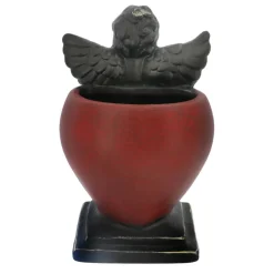 6" Red & Black Ceramic Angel Heart Container by Ashland®