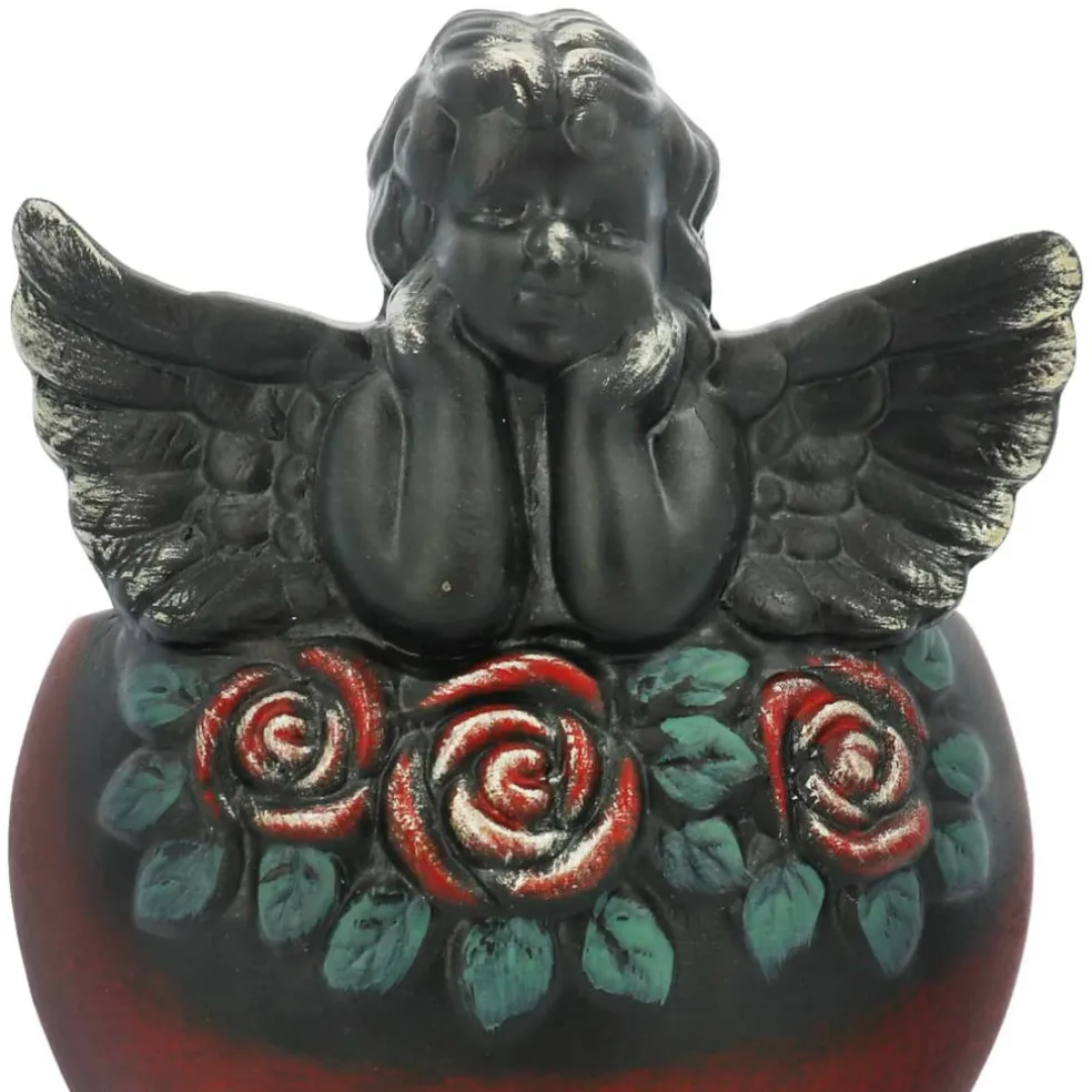 6" Red & Black Ceramic Angel Heart Container by Ashland®