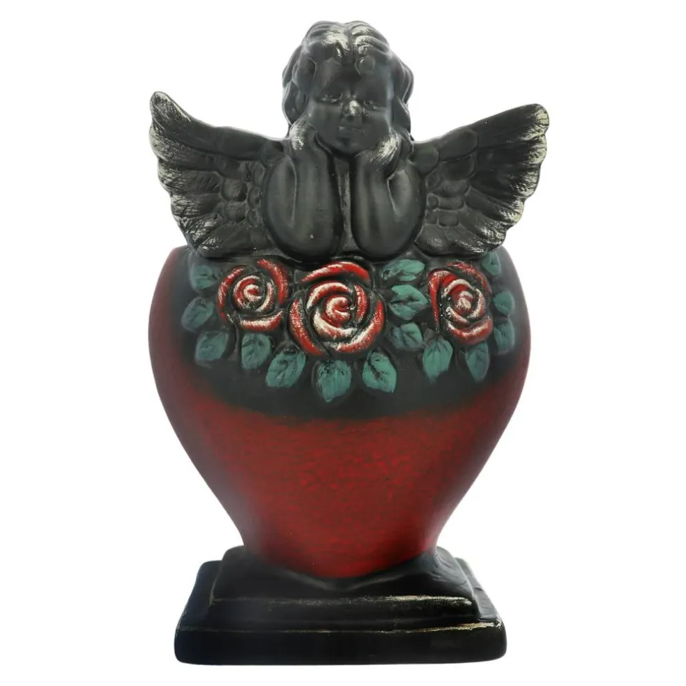 6" Red & Black Ceramic Angel Heart Container by Ashland®