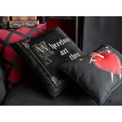 16" Red & Black Studded Diamond Strap Throw Pillow by Ashland®