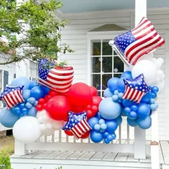Red Blue White Balloons, 60 PCS 12 inch Navy Blue Light Blue and Red Latex Balloon for Labor Nautical Baseball Party Decorations