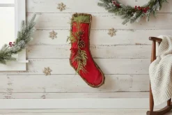 Red Burlap Stocking Decor | TCT Crafts Designs & Decor-XK0110
