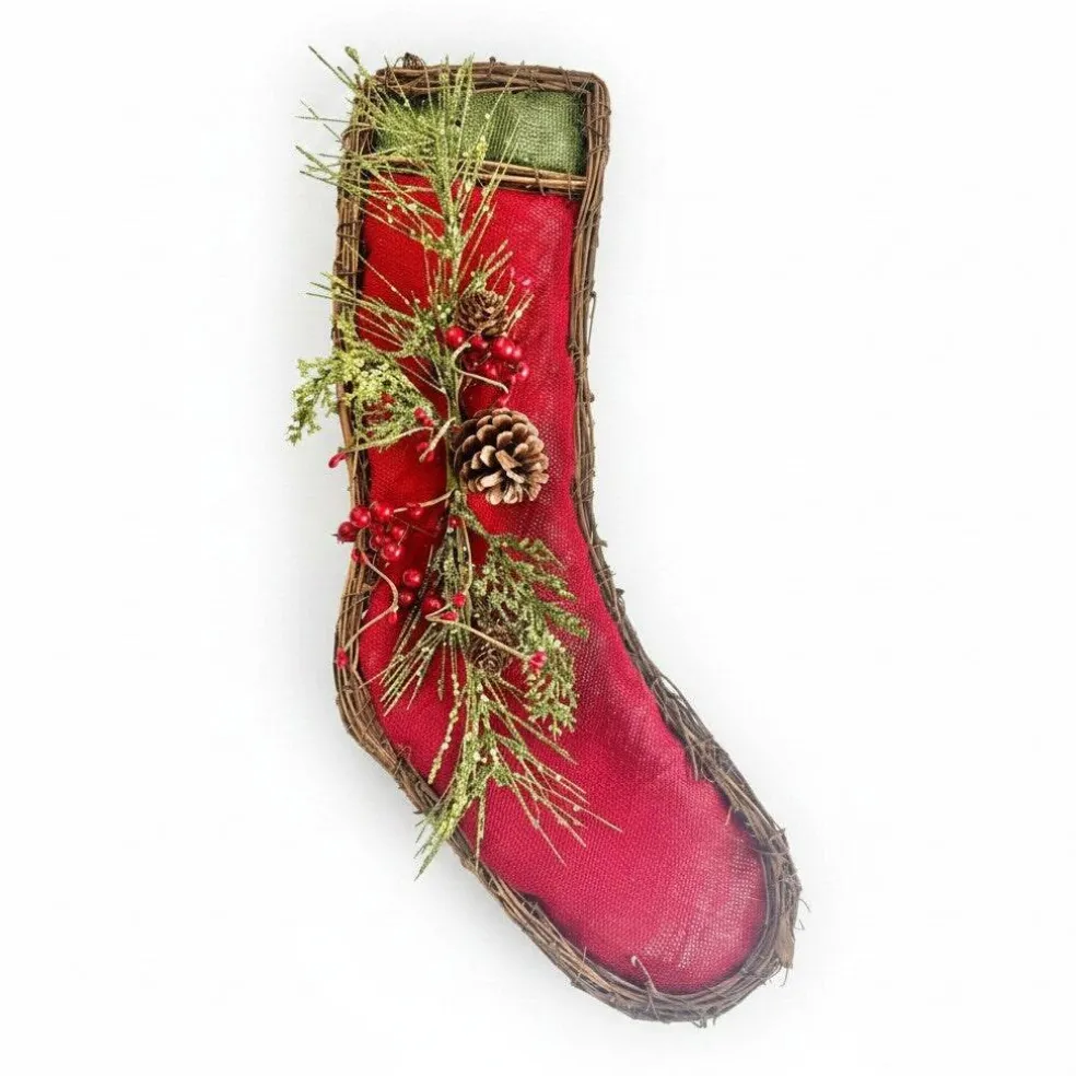 Red Burlap Stocking Decor | TCT Crafts Designs & Decor-XK0110