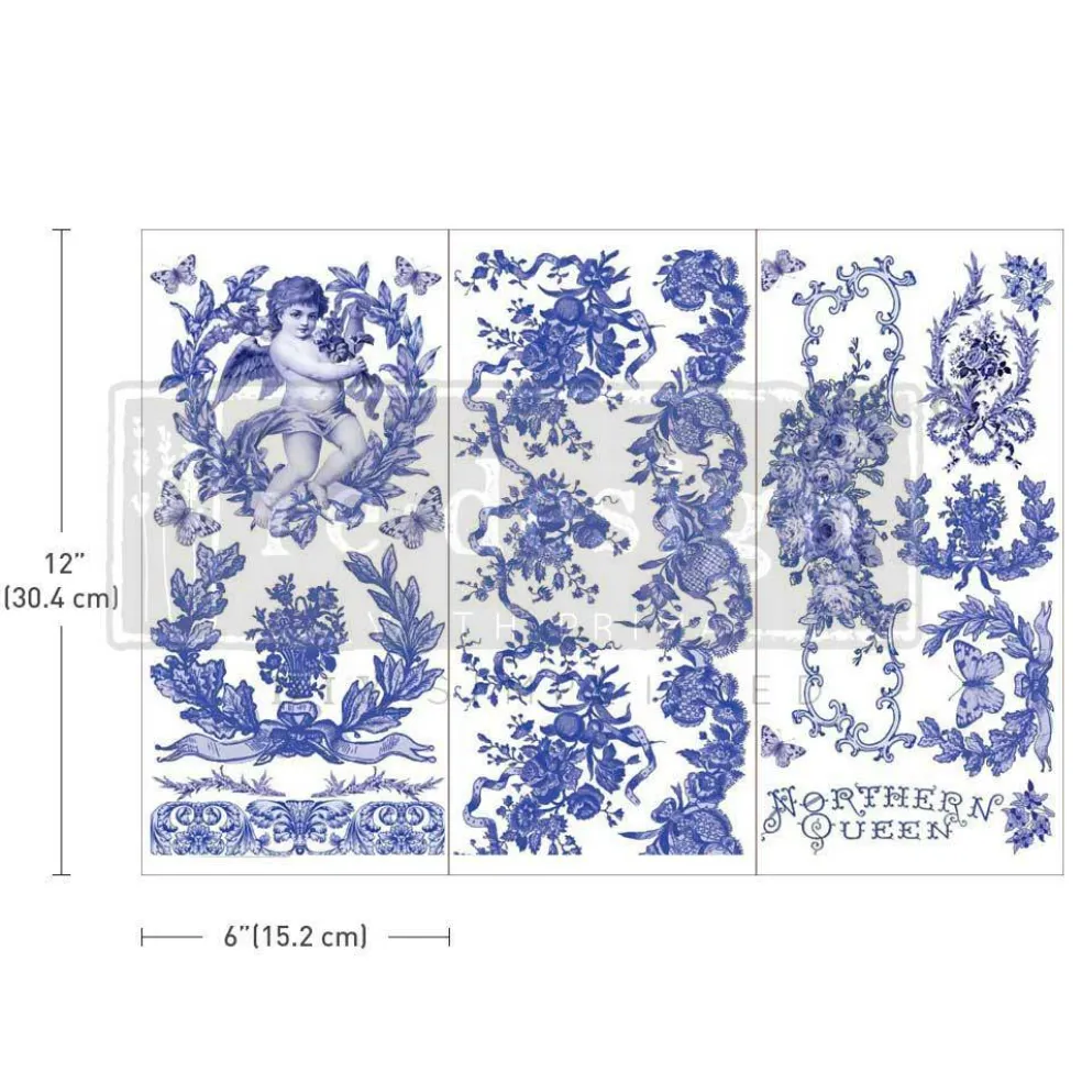 Redesign With Prima Decor Small Transfers - French Bue - 3 sheets , 6"x12" 655350656683