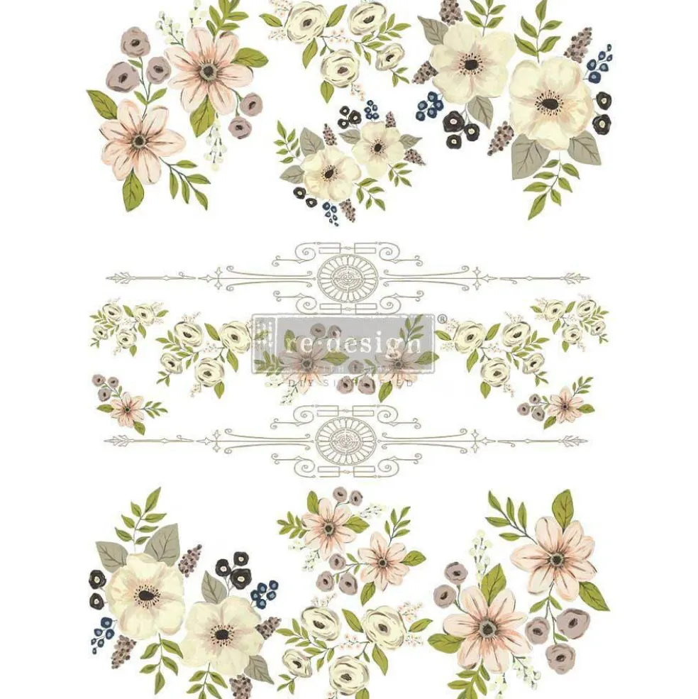 Redesign With Prima Decor Transfers - Painted Florals - total sheet size 24"x 35" , cut into 3 sheets 655350656522