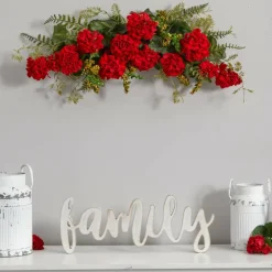 32” Red Geranium and Berry Swag