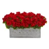 18” Red Geranium in Stone Planter