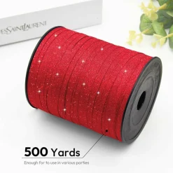Red Glitter Curling Ribbon 500 Yards Gift Wrapping Ribbon 1/5 Inch Balloon Ribbon String for Christmas Gift Packaging Florist Flower Arrangements Party Decorations and DIY Crafts