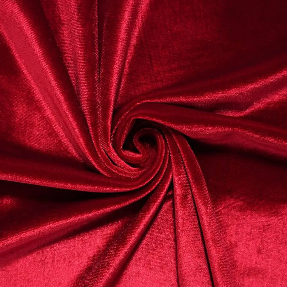 Red Poly Spandex Stretch Velvet Knit Fabric By the Yard