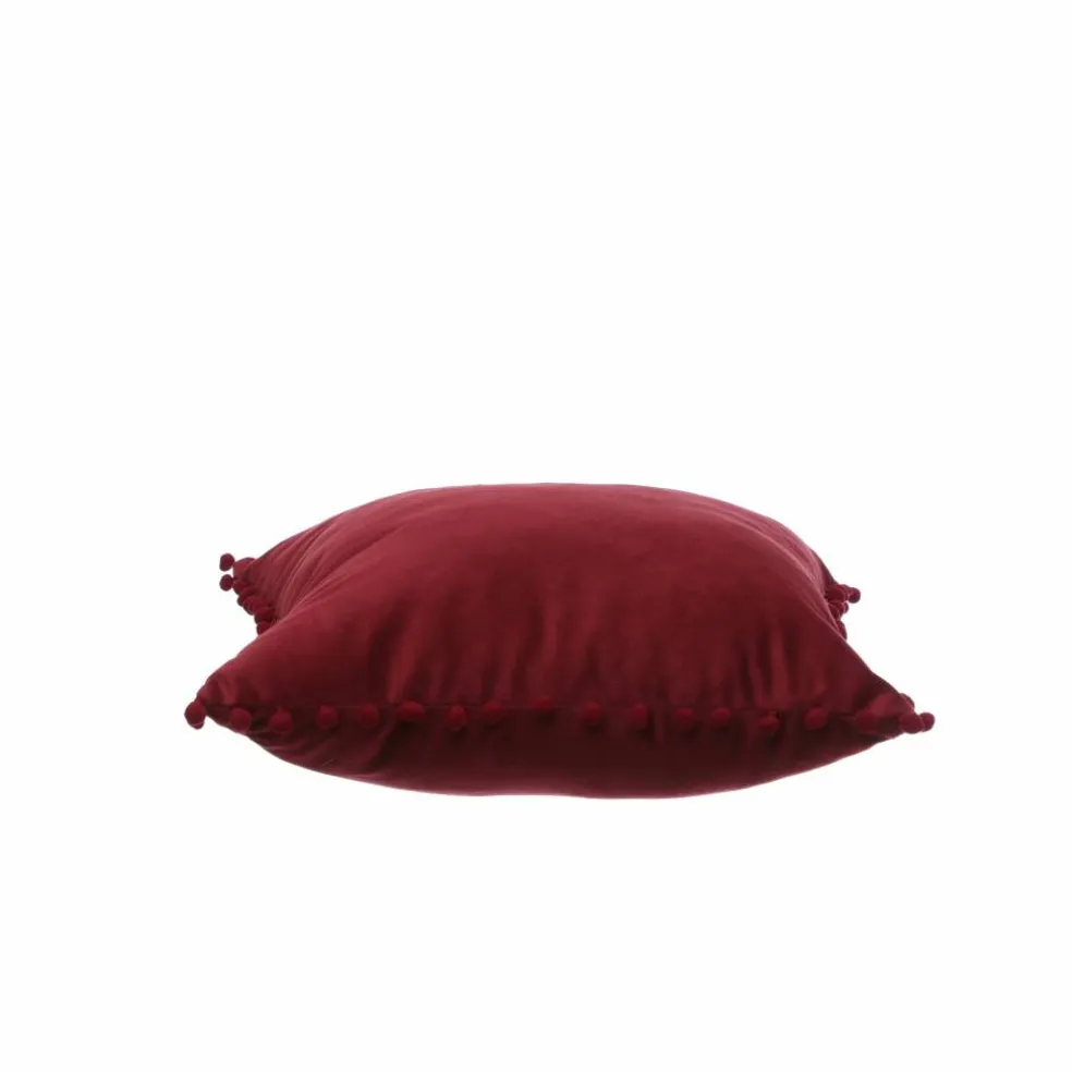 16" Red Velvet Pillow with Pom Poms by Ashland®