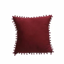 16" Red Velvet Pillow with Pom Poms by Ashland®